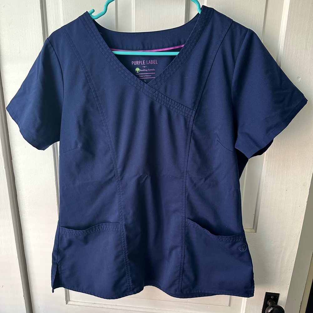 Purple Label by healing hands navy scrub top